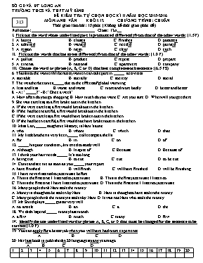 Đề kiểm tra tự chọn học kì II môn Tiếng Anh Lớp 12 - Mã đề 313 - Năm học 2015-2016 - Trường THCS và THPT Mỹ Bình (Có đáp án)